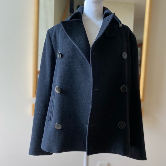 Vintage Ralph Lauren Black Double-Breasted Wool Peacoat sz 8 - Picture 1 of 15